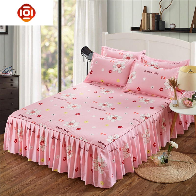 床罩床裙式床套防尘保护套15m18米加厚磨毛棉床单床裙罩三维工匠