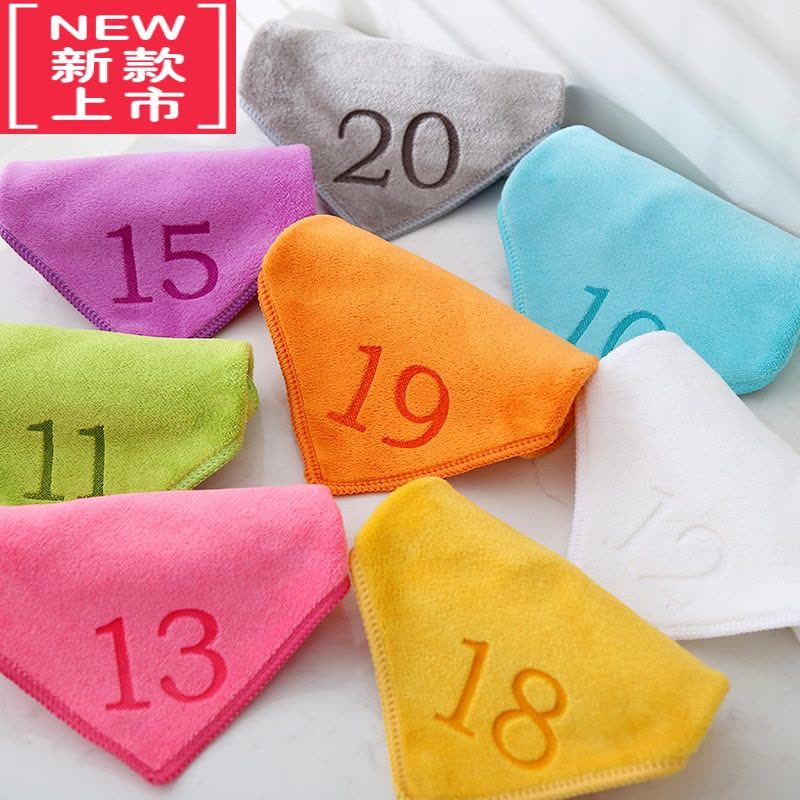 可莉允幼儿园毛巾儿童专用绣名字带数字编号挂钩挂绳擦手挂式吸水小方巾图片
