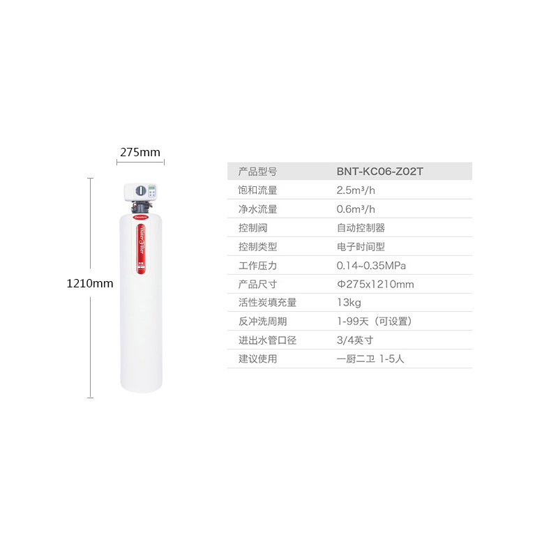 开能(Canature)奔泰净水器家用全屋中央净水机KC06 过滤重金属去余氯大户型用