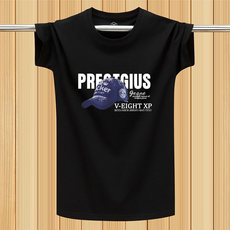 南极人纯棉t恤男士潮流短袖圆领印花休闲T恤半袖打底衫ins L建议125-140 牛仔帽黑色