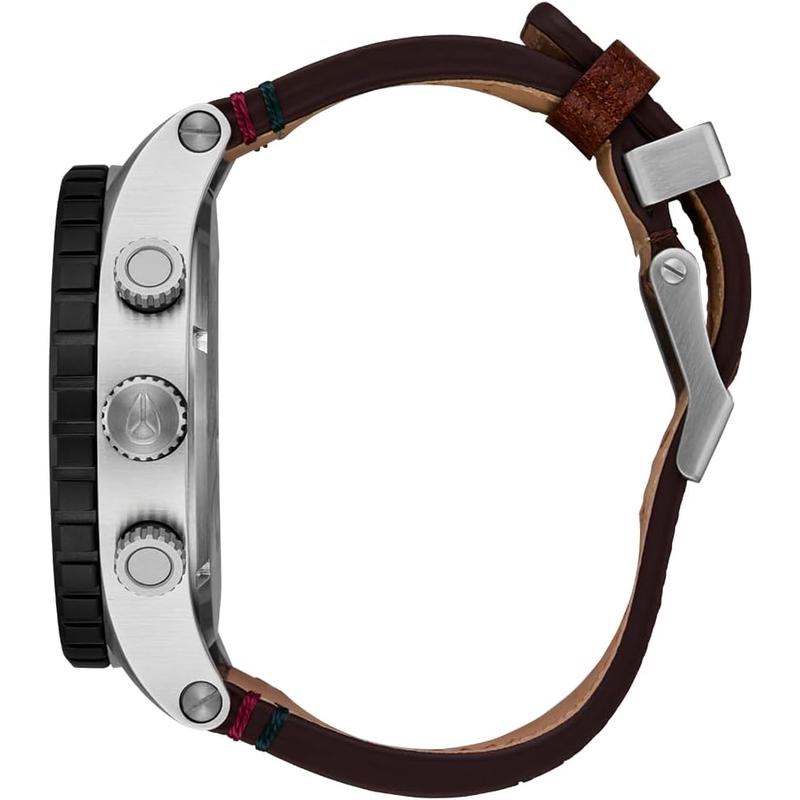 Nixon男士复古皮质表盘不锈钢表带机械腕表高清大图