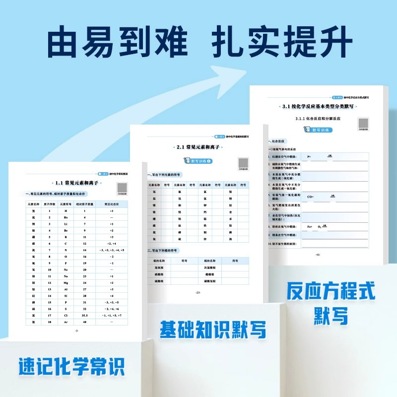 方程式默写本+知识点速记卡 初中通用 [正版]易蓓初中化学方程式知识点汇总默写本实验教辅视频课专项训练中考知识点方程式练