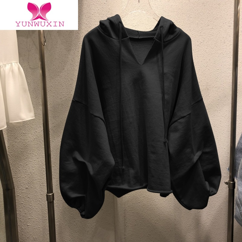 YUNWUXIN2020年卫衣女ins超火潮牌外套古着vintage薄款宽松带帽上衣服