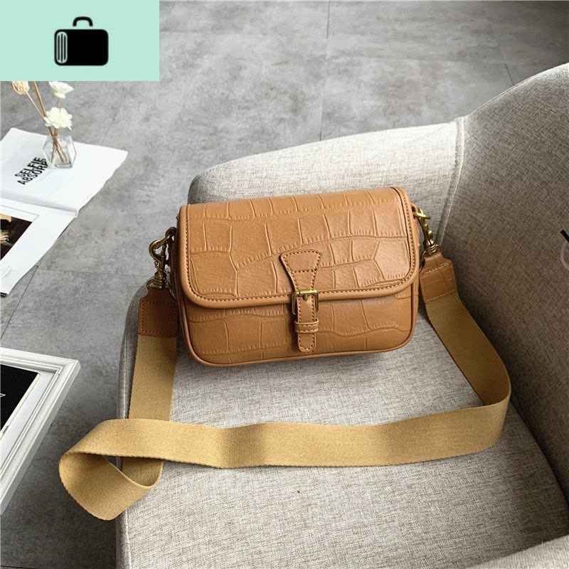 女包新款复古石头纹女包包女2019新款真马毛马鞍包单肩斜跨休闲包NEW LAKE女斜挎包图片