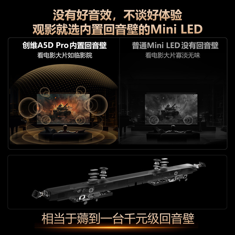 创维电视65A5D Pro65英寸内置回音壁mini led电视机DeepSeek液晶4K超薄平板 K歌家电以旧换新高清大图