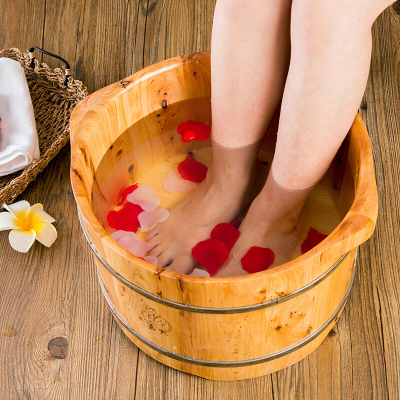 香柏木感恩型泡脚木桶带盖浴足桶洗脚木盆足浴桶双耳带把手壹德壹参数
