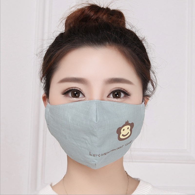 韩版春季口罩女可爱卡通时尚成人骑行全纯棉防尘防寒夏季透气口罩