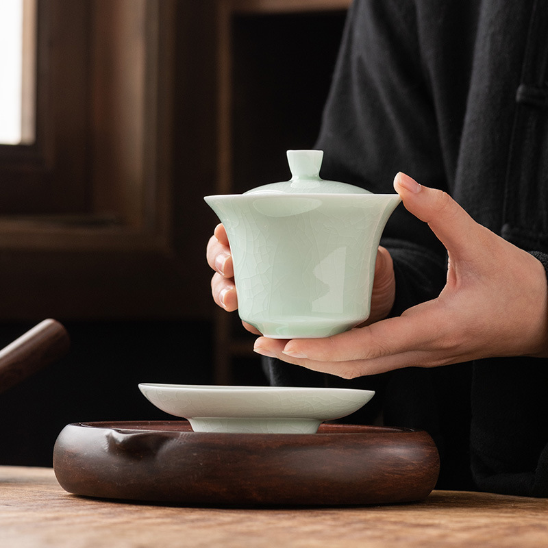 翡翠哥窑功夫茶具高档商务家用送礼盒装公司年会送客户开业伴手礼-翡翠哥窑/双側把礼盒套装高清大图