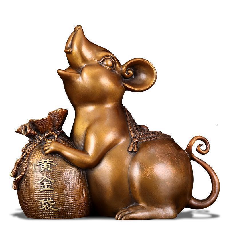 生肖老鼠摆件纯铜金袋风水客厅玄关酒柜装饰品家居铜工艺品_32_71
