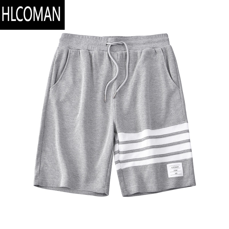 HLCOMAN美式华夫格短裤男夏季外穿透气速干四条杠五分裤运动休闲中裤男女