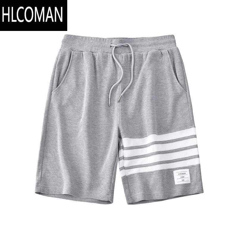 HLCOMAN美式华夫格短裤男夏季外穿透气速干四条杠五分裤运动休闲中裤男女