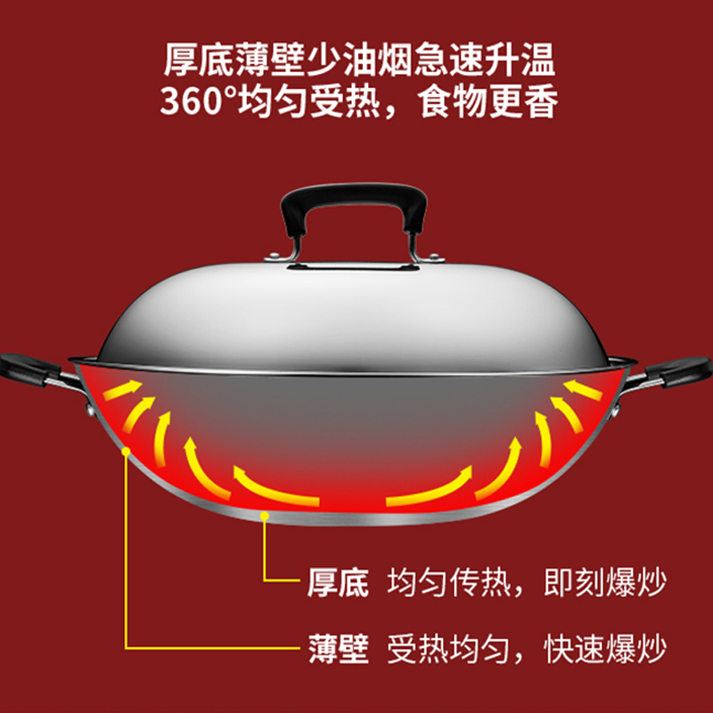 爱仕达 炒锅 铁锅/无涂层40cm生铸铁炒菜锅蒸/炖锅不易锈双耳炒煎锅CF40E1Q 电磁炉燃气通用