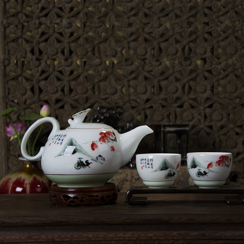 550ml茶壶陶瓷大号大码泡茶茶具单壶玉质瓷带不锈钢内胆过滤网茶壶