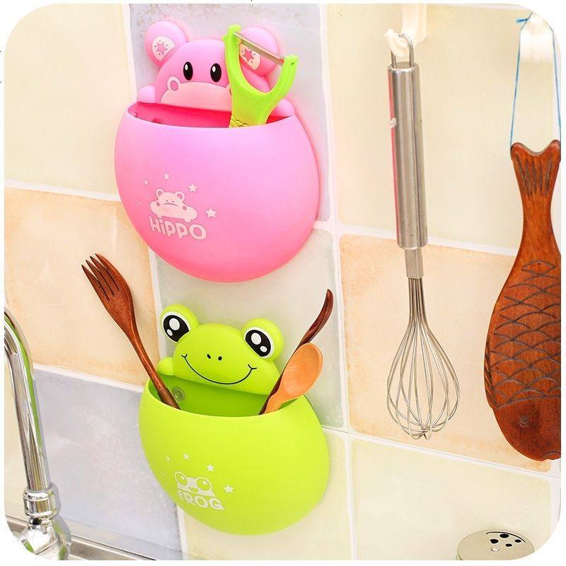 可爱创意卡通动物强力吸盘牙刷架牙刷牙膏架情侣牙具架吸盘置物架 小狗-橙色 默认图片