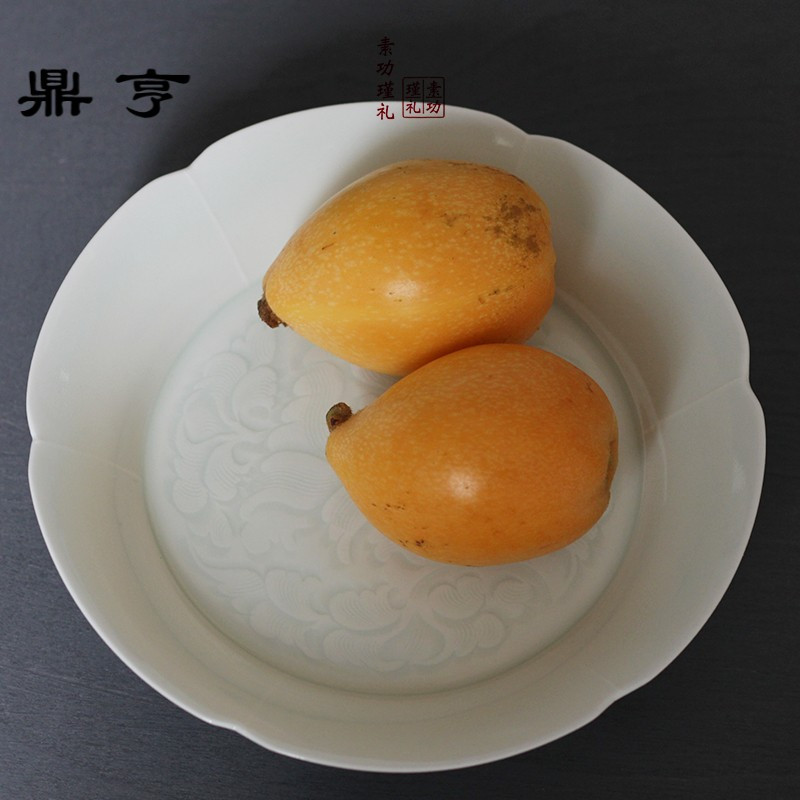 鼎亨景德镇仿古手工刻宋影青陶瓷果盘复古餐盘手工仿古茶盘壶承
