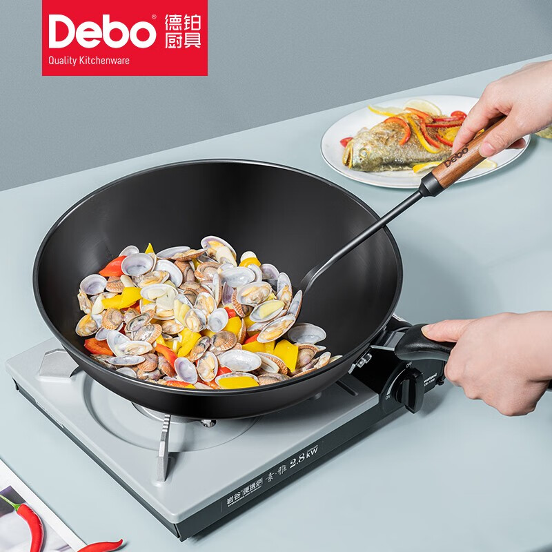 (顺丰发货)德铂(Debo)麦迪逊无涂层炒锅32cm DEP-871高清大图