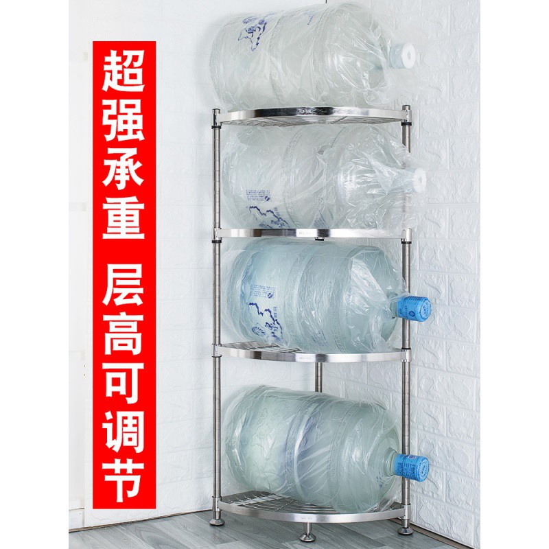 厨房拐角置物架落地多层不锈钢三角转角架子用具放电饭煲收纳锅架收纳层架 三维工匠高清大图