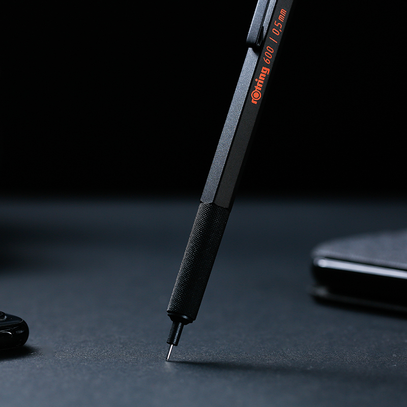 红环(rOtring)自动铅笔 600系列黑色0.7mm 学生文具绘图素描绘画活动铅笔全金属笔身防震防断铅
