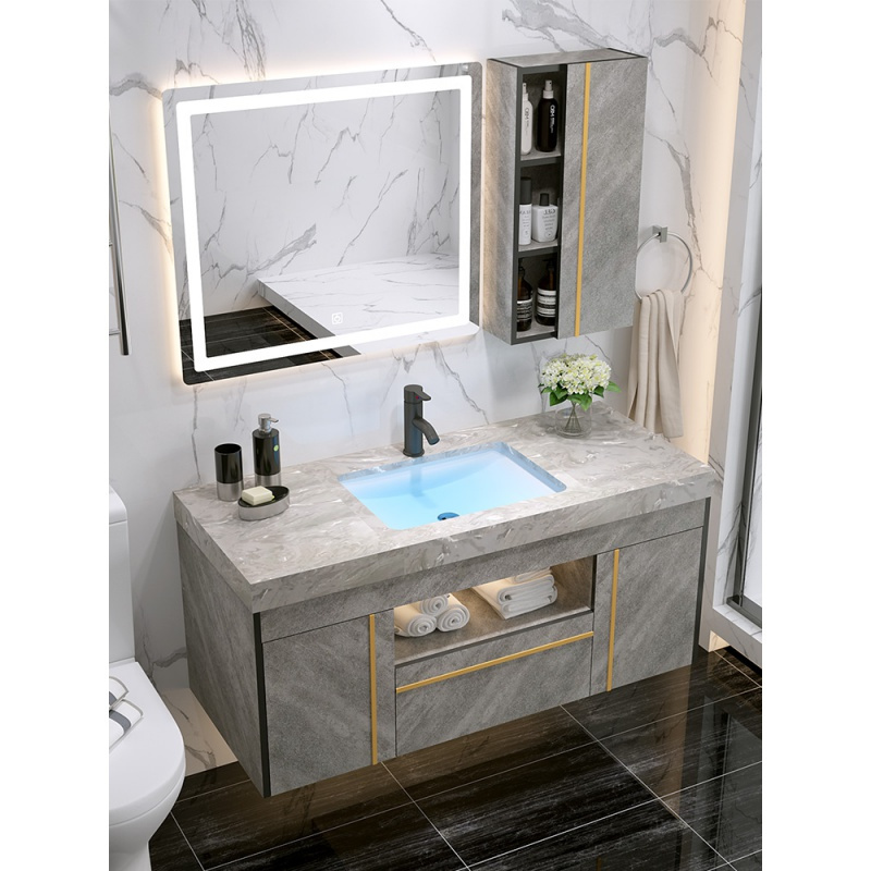 闪电客北欧现代简约浴室柜组合卫生间洗簌台洗手盆柜大理石洗手台洗脸