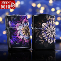 2019 zippo打火机正品煤油纯铜防风zipoo正版 暗夜妖姬樱花哑漆磨砂彩印美国之宝情人zppo官方旗舰店