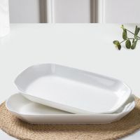 1/2个鱼盘景德镇陶瓷餐具家用大号鱼盘蒸烤鱼盘 实惠长方形鱼菜盘 纯*白 1个27cm[鱼盘]