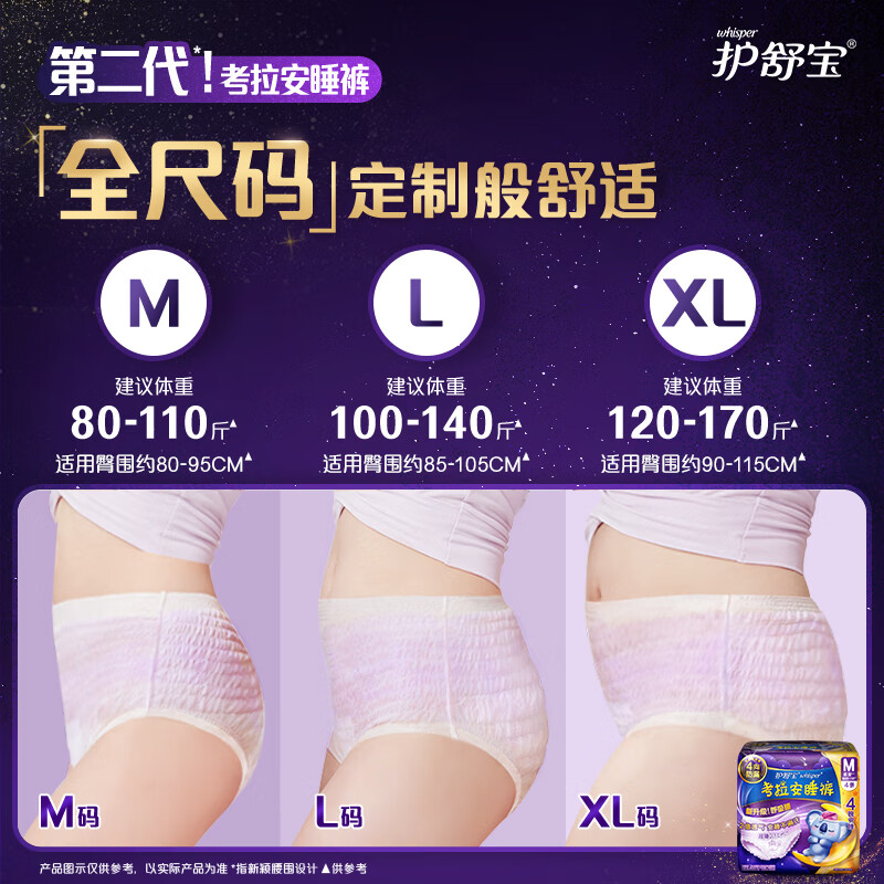 护舒宝 考拉裤裤M码裤型卫生巾4片 *3高清大图