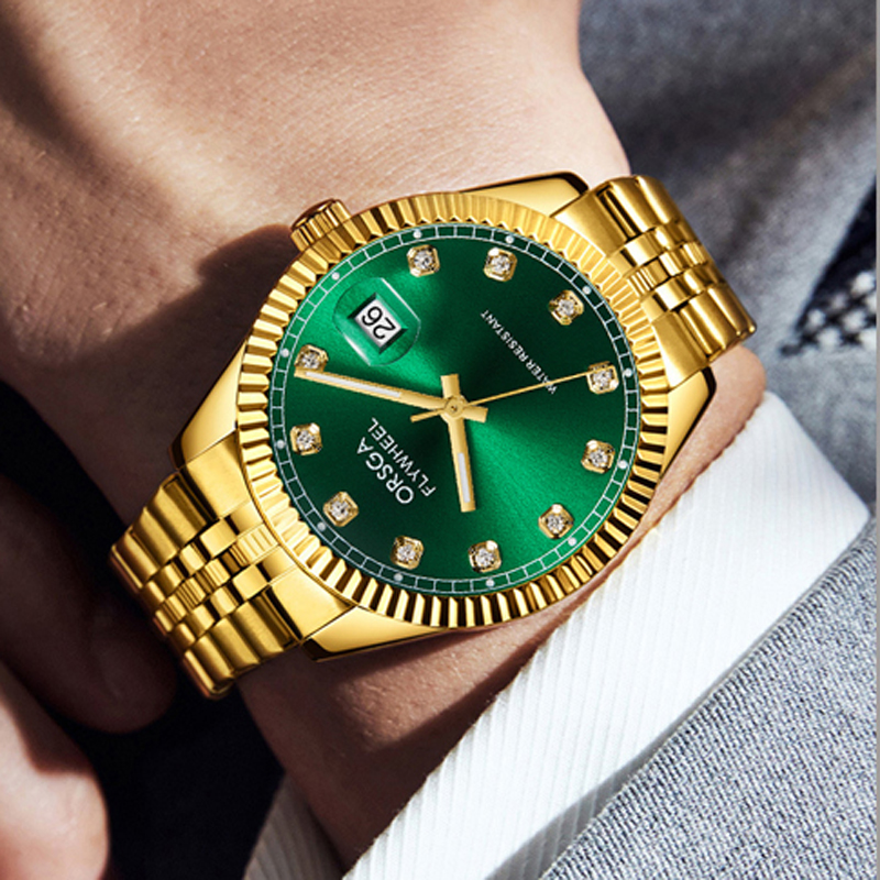 ORSGA手表男简约男士手表防水日历时尚休闲商务学生男表石英表腕表1228G高清大图