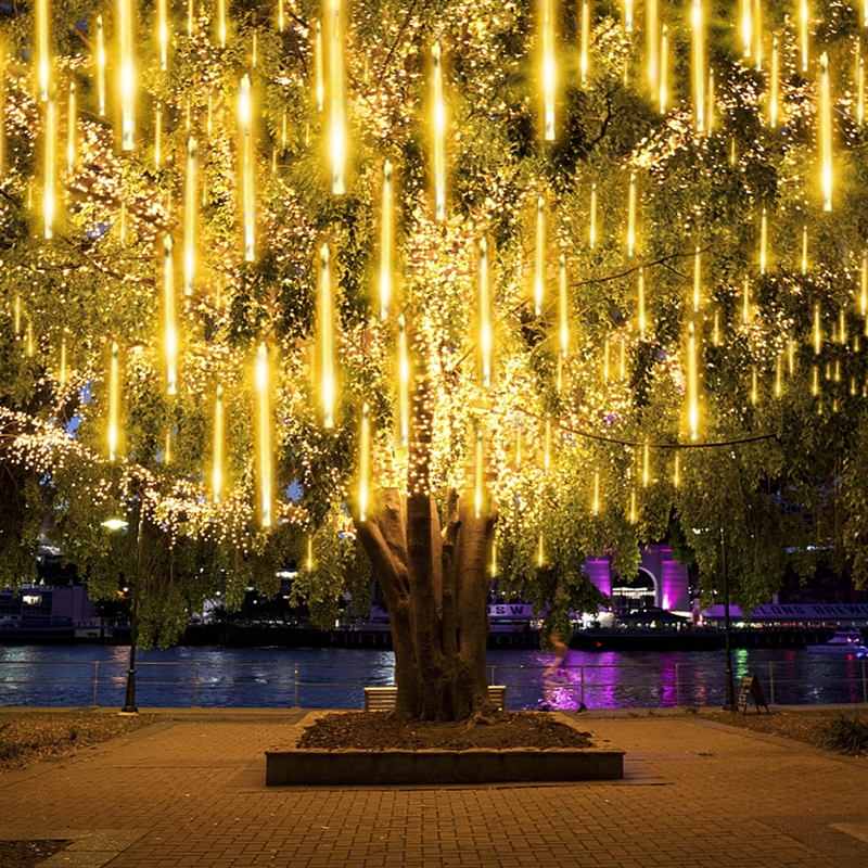 led流星雨彩灯闪灯串室外户外防水藤印象过年春节日装饰树上挂的带