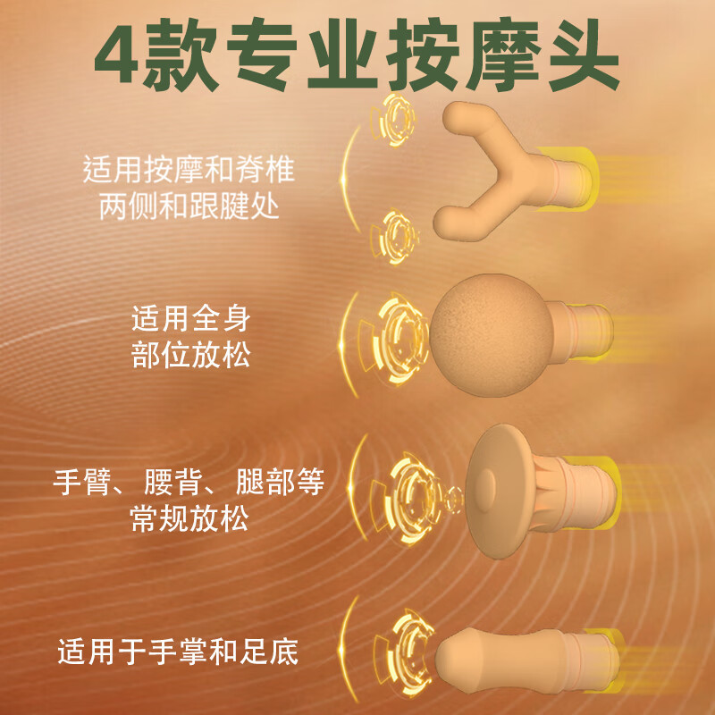 和正 筋膜枪肌肉按摩器肩颈腿部专业级颈膜枪健身运动训练便携按摩仪 云米黄 HZ-JMQ-2高清大图