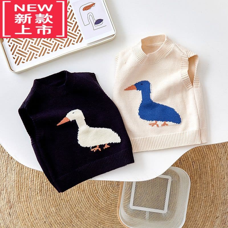 可莉允宝宝针织马甲外穿儿童卡通背心秋冬男女童套头毛衣婴儿针织衫图片