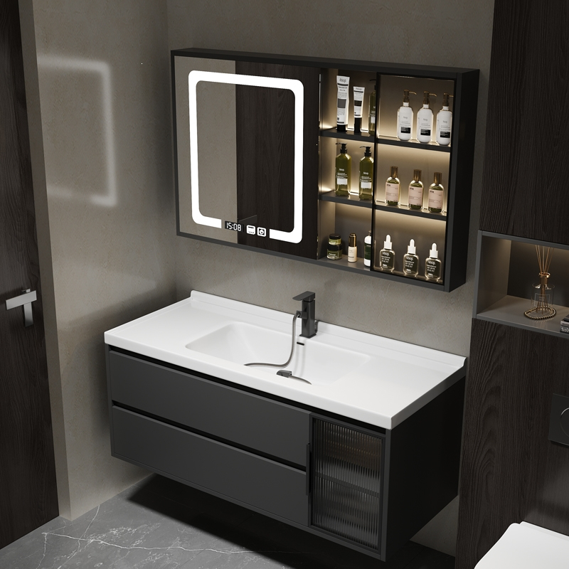 东映之画现代简约陶瓷一体盆浴室柜洗脸洗手台盆组合洗漱台卫浴柜套装