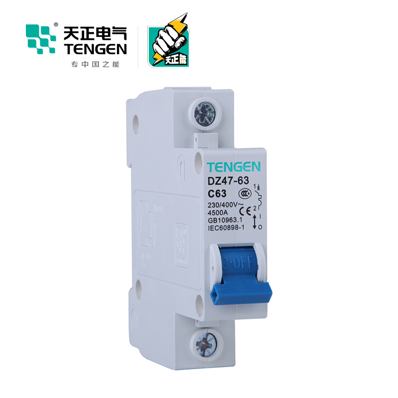 天正电气 空气开关 DZ47-63 1P C 63A 4.5KA 01060020231 微型断路器高清大图