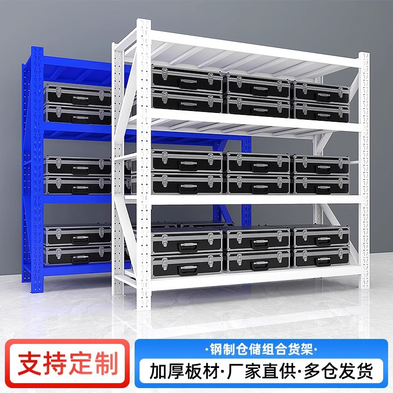易企采 120*40*200CM每层承重100KG 仓储货架仓库储物置物架工厂多层收纳轻型铁架子电商快递货架高清大图