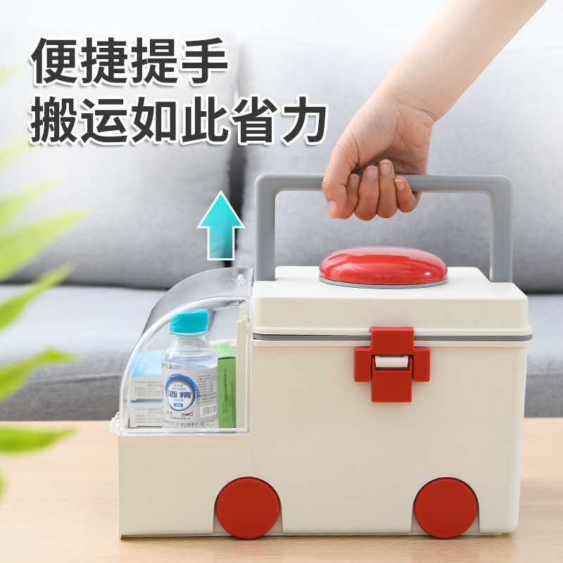 捷扣JEKO 药箱家用儿童宝宝医疗药品急救便捷分类收纳盒大容量家庭装药收纳箱子