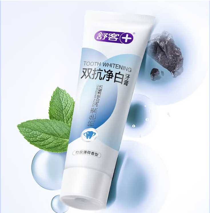 舒客(Saky) 双抗净白120g(竹炭薄荷) 去渍美白牙齿双色膏