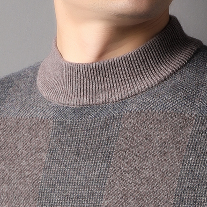 恒源祥男100纯羊毛衫厚款半高领2024春秋新款针织衫百搭打底毛衣高清大图