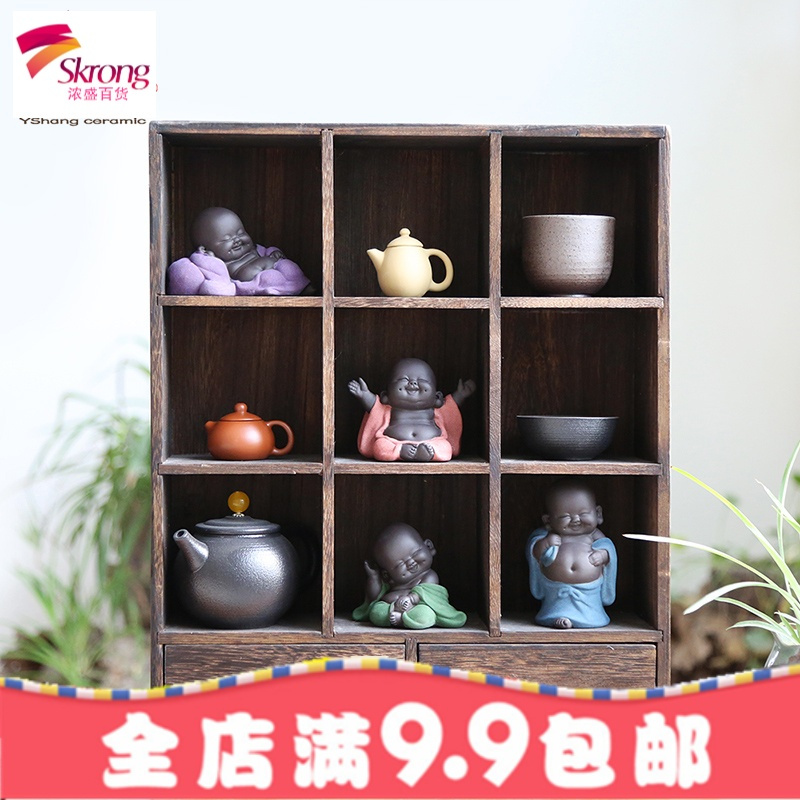 大肚弥勒佛茶宠摆件 精品宜兴紫砂可养花盆摆件茶玩茶具配件