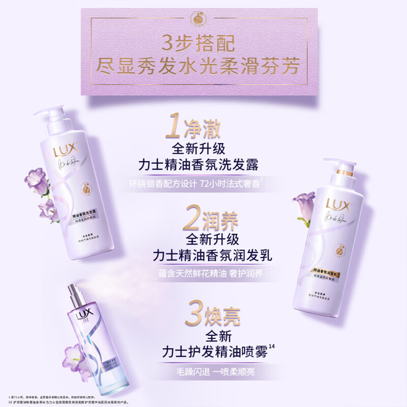 力士(LUX)精油香氛系列纯净蓝风铃香氛洗发露470G 72小时留香高清大图