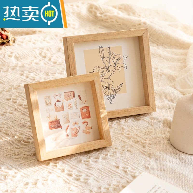 敬平简约正方形相框摆台6寸7寸8寸 A4洗照片做成相框相片框油画棒挂墙 复古色 可定制尺寸 联系客服 (限25*35cm图片