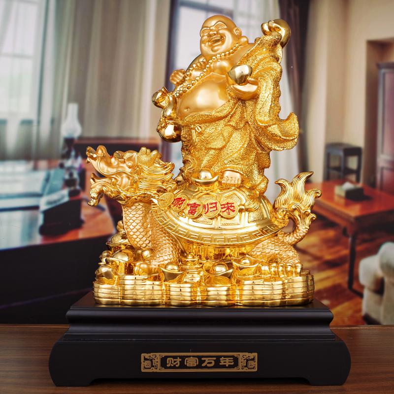 美帮汇龙龟摆件大号龙龟背弥勒佛装饰客厅书房博古架摆设工艺品高清大图