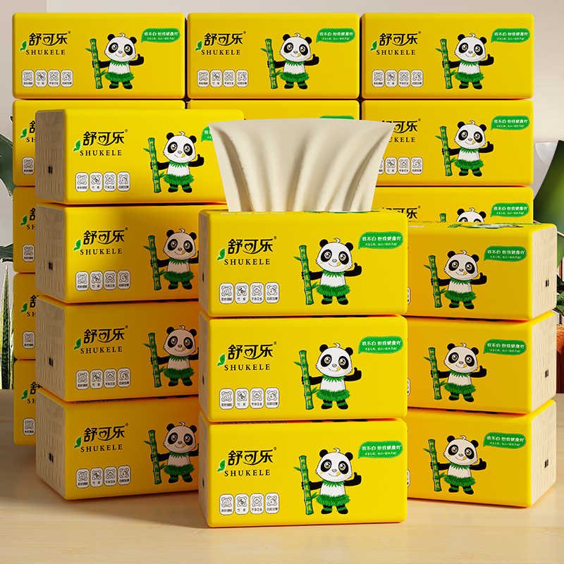 【10包装】舒可乐抽纸四层加厚204张实惠装餐巾纸家庭装面巾纸抽纸卫生纸