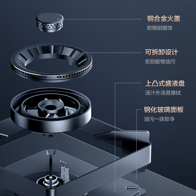 华帝(vatti)燃气灶双眼灶具一键爆炒5.4KW家用猛 嵌入式全进风玻璃灶台i10095B(天然气)高清大图