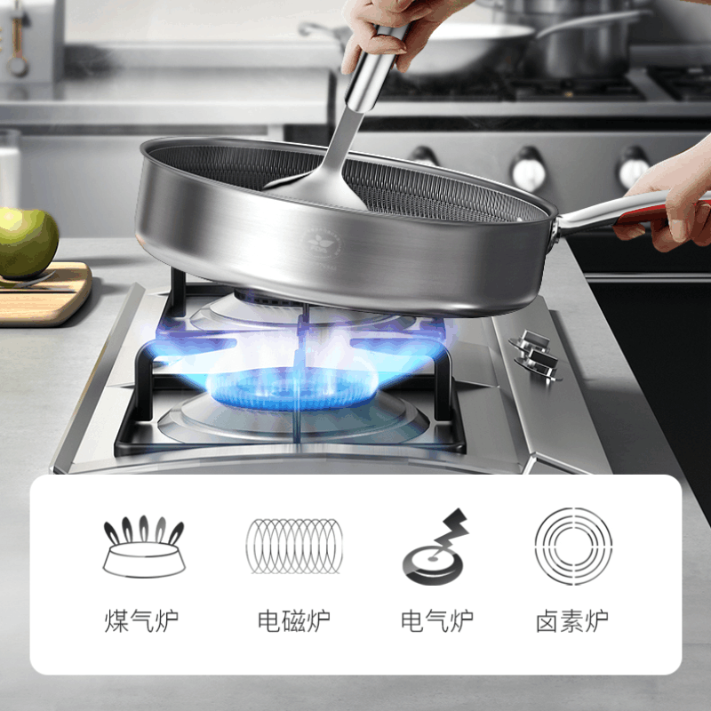 三代全蜂窝煎锅26cm+钢铲 康巴赫不粘锅平底锅第三代煎锅少油烟316L不锈钢26cm少油烟煎盘煎蛋牛排锅 电磁炉燃气通图片