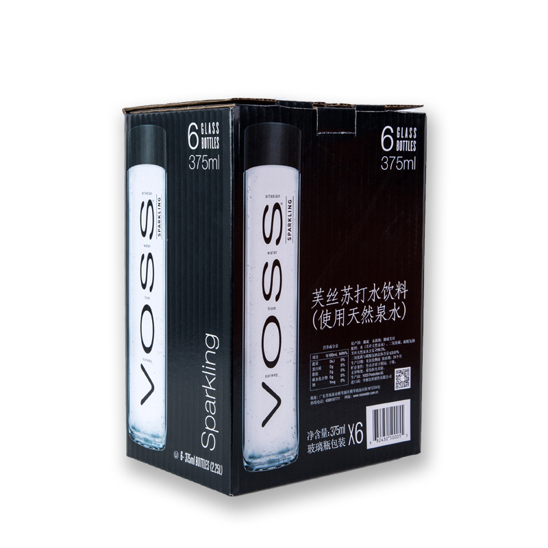 VOSS 芙丝苏打水饮料(含气) SP 375ml*6 玻璃瓶 挪威进口饮用水