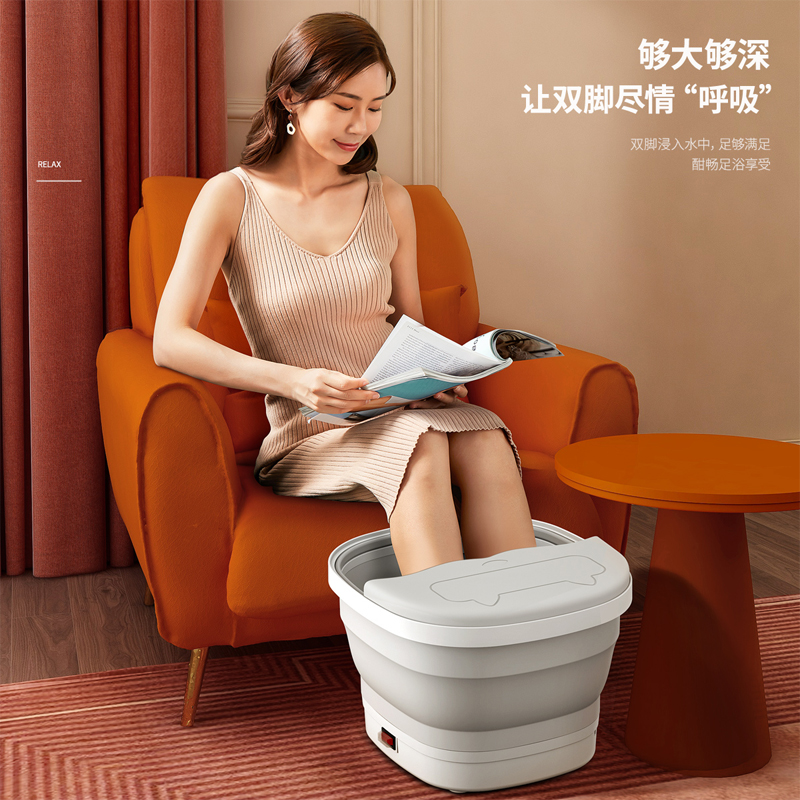 茗振折叠款恒温脚动滚轮按摩足浴盆 MZ-ZX001高清大图