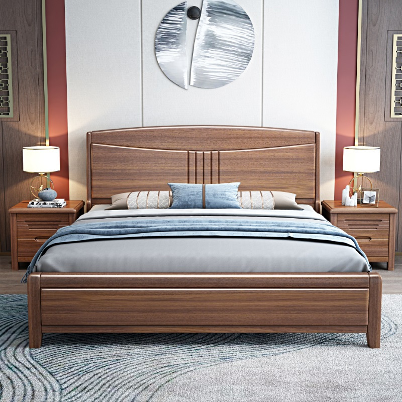 景山百岁 床 金丝胡桃木床 实木床 现代中式实木家具 木质婚床 双人床
