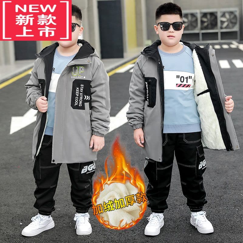 可莉允胖童装男童加厚外套冬款加肥加大男孩宽松棉服中大童加绒棉衣夹克图片