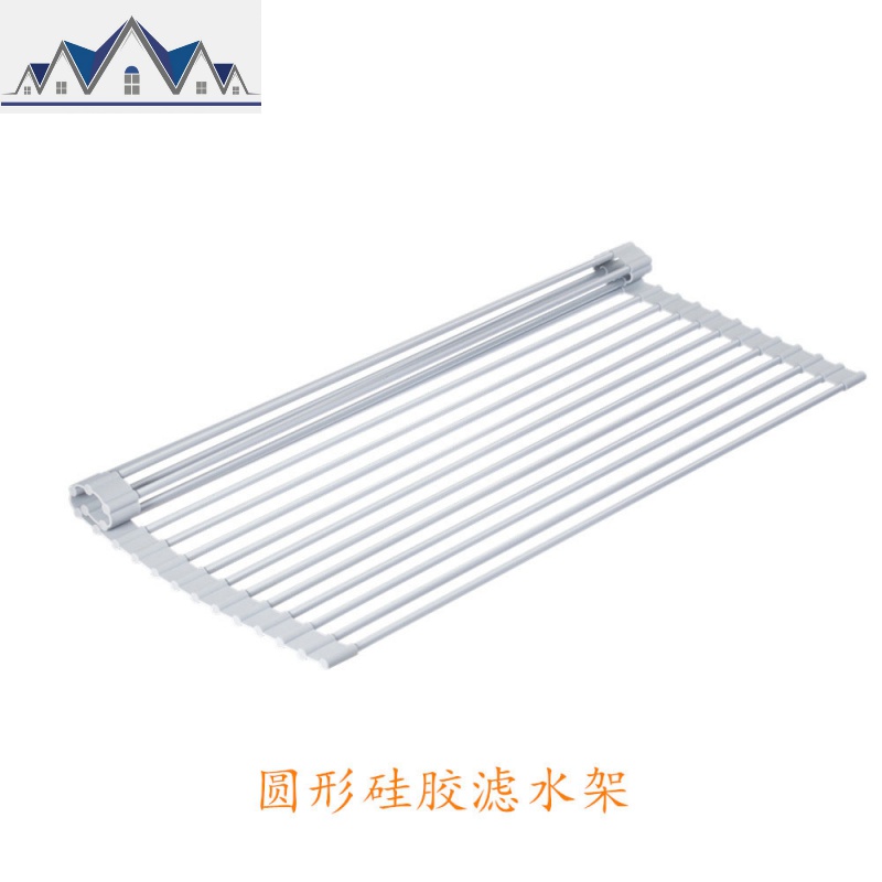 硅胶沥水架厨房置物架可折叠碗盘收纳架多功能水篮卷帘 三维工匠高清大图