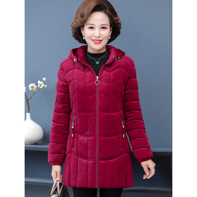 迪鲁奥(DILUAO)棉服妈妈秋冬装外套中长款中老年女冬装洋气高清大图