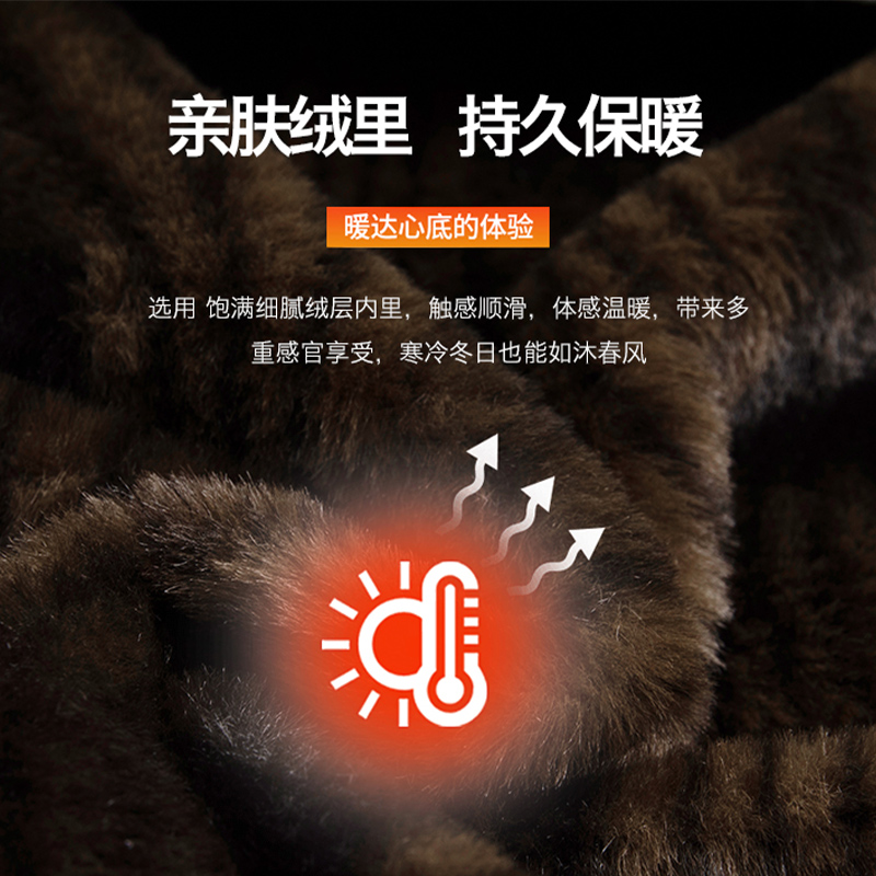 啄木鸟加绒加厚男士棉衣冬季新款商务休闲保暖棉服爸爸冬装外套高清大图